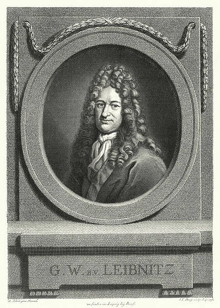 Gottfried Wilhelm Leibniz, German philosopher, mathematician and polymath (engraving)