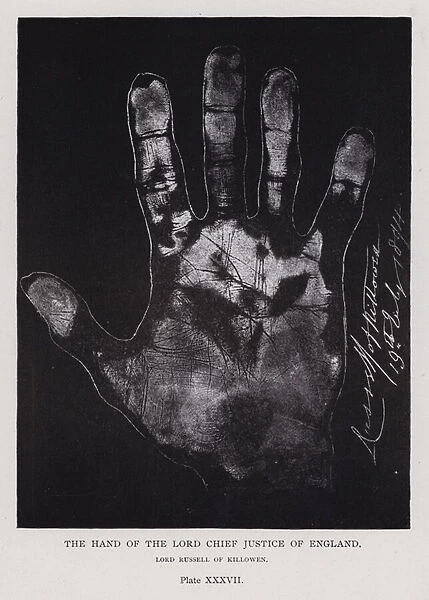 The hand of the Lord Chief Justice of England, Lord Russell of Killowen (b  /  w photo)