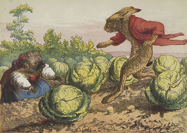 The Hare and the Hedgehog (colour litho)