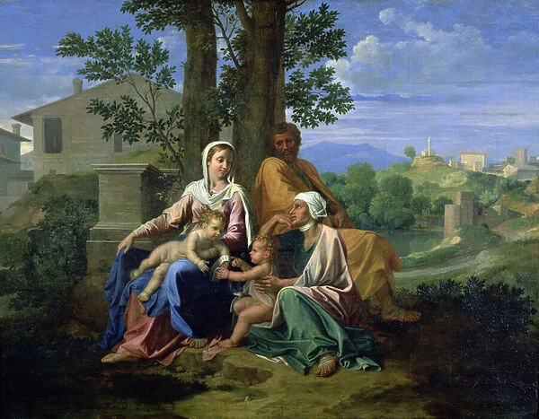 The Holy Family with SS. John, Elizabeth and the Infant John the Baptist (oil on canvas)