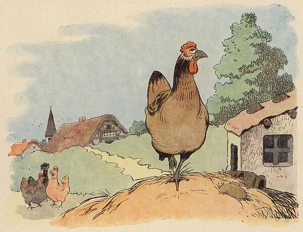 Illustration for Chantecler by Benjamin Rabier (colour litho)
