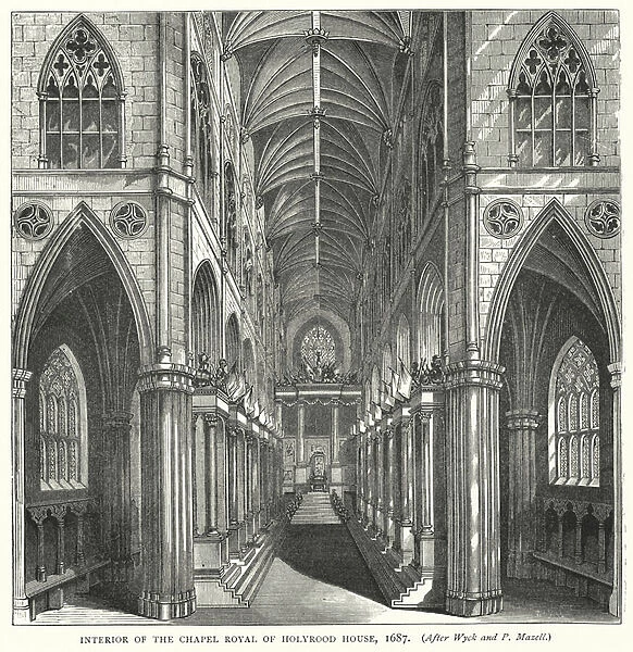 Interior of the Chapel Royal of Holyrood House, 1687 (engraving)