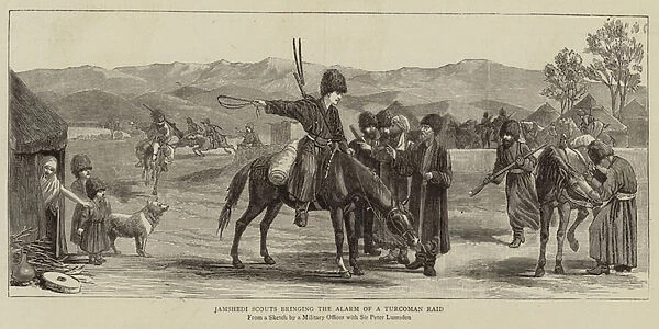 Jamshedi Scouts bringing the Alarm of a Turcoman Raid (engraving)