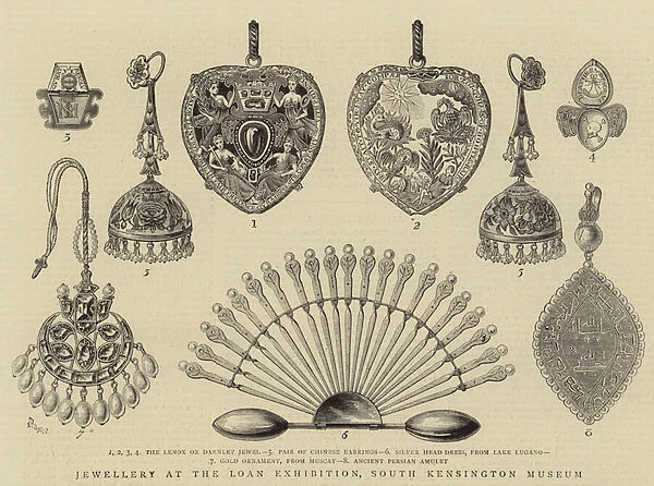 Jewellery at the Loan Exhibition, South Kensington Museum (engraving)