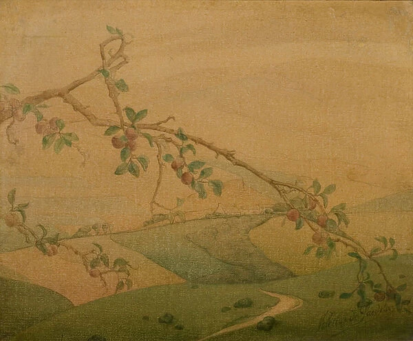 Landscape with Apple Tree (oil on canvas)