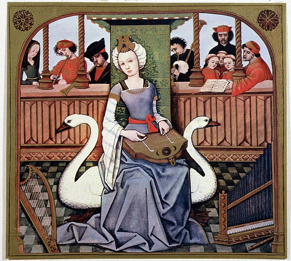 Leda and the swan - from a 15th century illumination