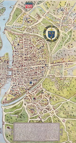 Detail of the Left Bank, from the map of Paris c. 1540, known as the