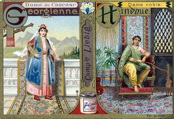 Letter G as Georgian Caucasus Lady and H as Hindu Noble Lady. Womens alphabet