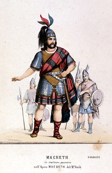 Macbeth character in a warrior costume in the opera of the same name by Giuseppe Verdi