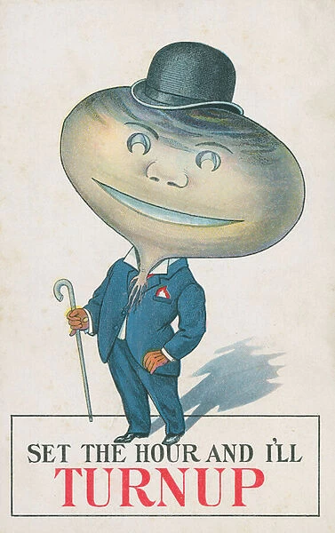 Man with a turnip head (colour litho)