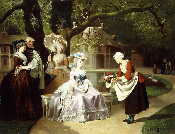 Marie Antoinette and Louis XVI in the Tuileries Garden with Madame Lambale