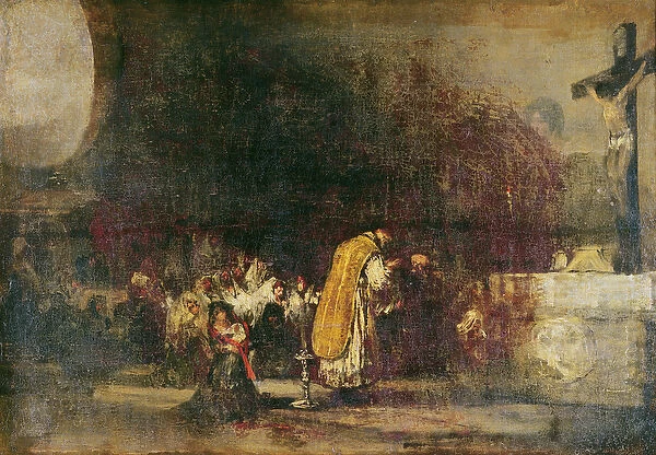 Mass showing the Ceremony known as Churching of Women (oil on canvas)