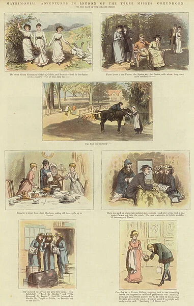 Matrimonial Adventures in London of the Three Misses Greenhorn (colour litho)