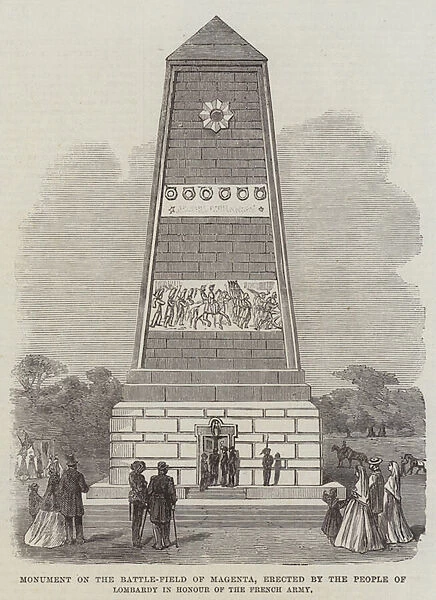 Monument on the Battle-Field of Magenta, erected by the People of Lombardy in Honour of the French Army (engraving)