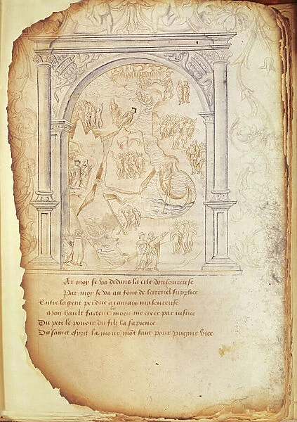 Ms L III 17 Scene of hell, from Inferno by Dante Alighieri (1265-1321) (vellum)