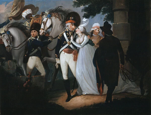 An officer of Light Dragoons taking leave of his wife, c. 1795 (oil on canvas)