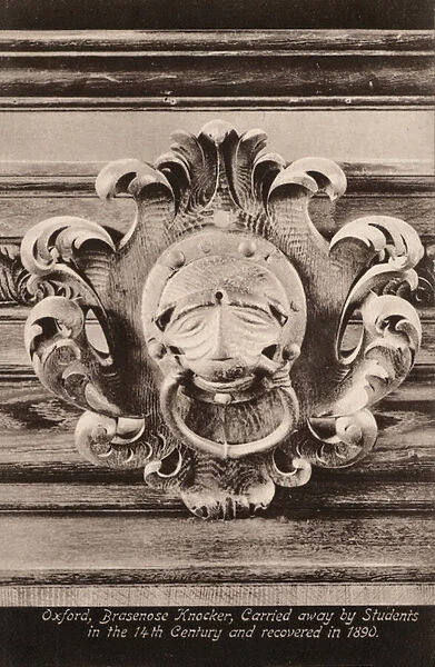 Oxford, Brasenose Knocker, Carried away by Students in the 14th century and recovered in 1890 (b  /  w photo)
