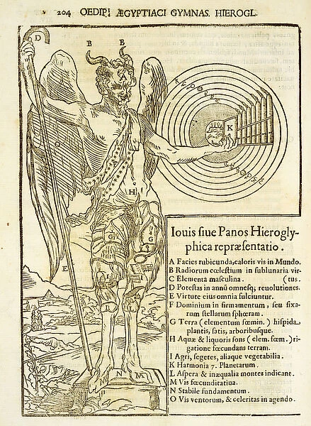 Pan, the universal god, and the elements he represents (engraving)