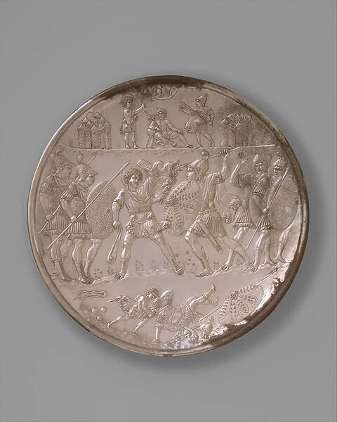 Plate with the Battle of David and Goliath, 629-30 (silver)