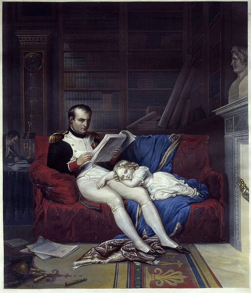 Portrait of Emperor Napoleon I (1769-1821) and his son King of Rome Napoleon II