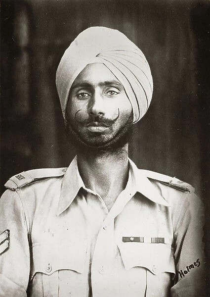 Portrait fo Naik Nand Singh, 1st Battalion, 11th Sikh Regiment, Burma, 1944 (b  /  w photo)