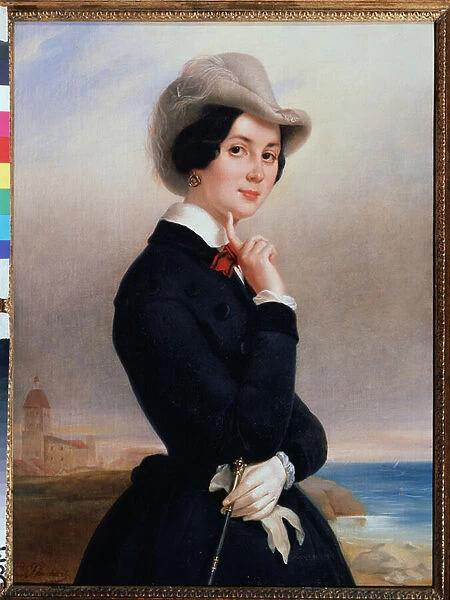 'Portrait de la comedienne russe Vera Michurina-Samoylova (Samoylova) (1866-1948)'Peinture d Eugene Pluchart (1809-1880) 1840 environ Musee Tropinin (Tropinine) Moscou, Russie