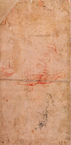 Preparatory Study for the Punishment of Haman (red chalk & charcoal on paper) (verso)