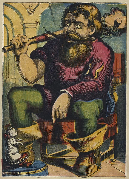 Puss Calls on the Ogre (colour litho)