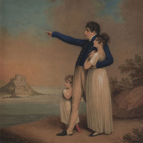 Robert Southey and his daughter[s], 1824 (w  /  c on paper)