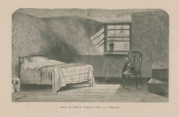 The room in which artist J M W Turner died (engraving)