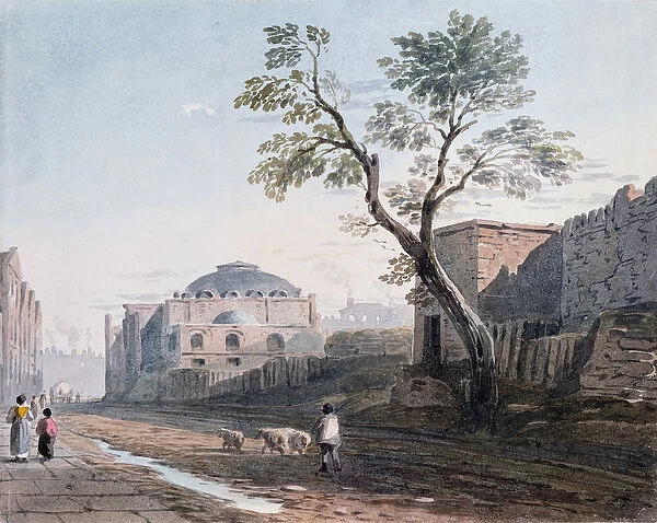 Scotch Church and the remains of London Wall, 1818 (w  /  c on paper)