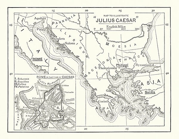 Shakespeare: Map to illustrate Julius Caesar (litho)