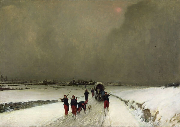 The Stragglers, Snow Effect, 1870 (oil on canvas)