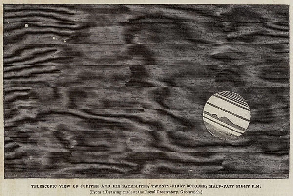 Telescopic View of Jupiter and his Satellites, 21 October, Half-Past Eight PM (engraving)