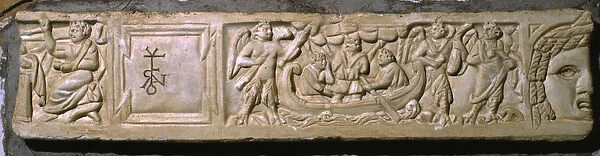Ulysses and the Sirens, fragmentary lid from a sarcophagus (marble)