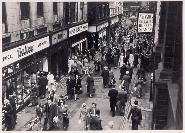 View of shoppers in Trinity Street, Leeds, 1956 (b  /  w photo)