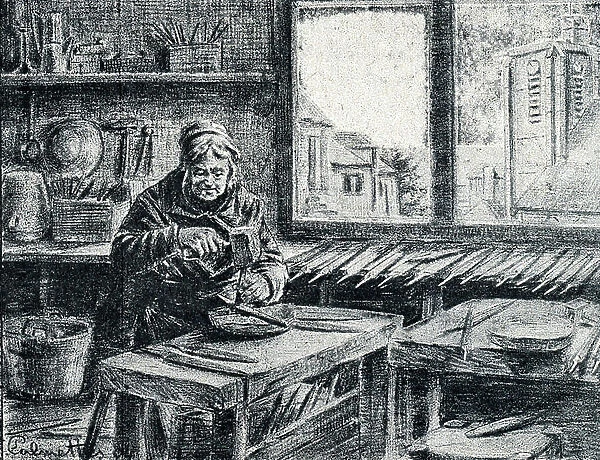 A worker making files Engraving from Pierre Calmette Private Collection