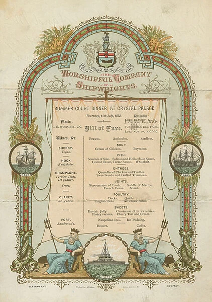 The Worshipful Company of Shipwrights Summer Court Dinner (chromolitho)