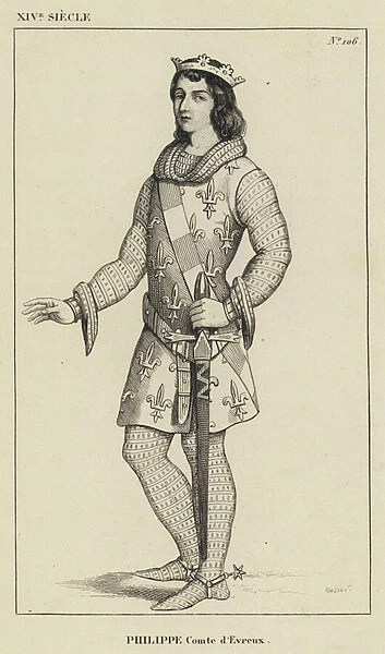 XIV Siecle, Philippe, Comte d Evreux (engraving)