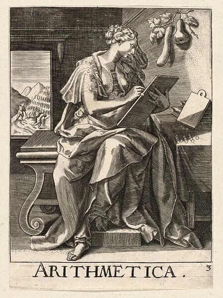 Drawings Prints, Print, Arithmetica, Seven Liberal Arts, Artist, Maerten de Vos, Johann Sadeler I