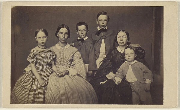 Group family portrait two women four children