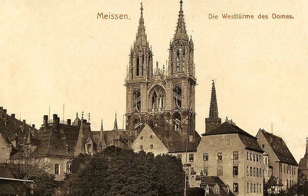 Meissen Cathedral 1908 MeiBen Die Westtürme des Doms