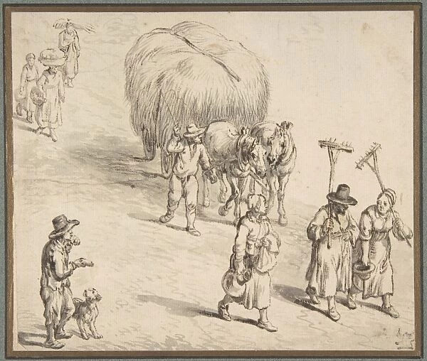 Peasants Hay Wagon Country Road 1580-1625 Pen