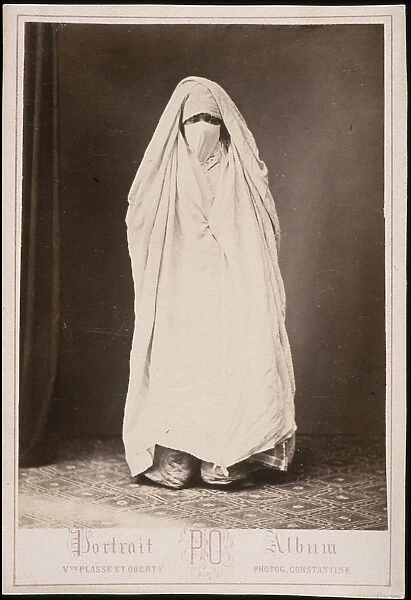 Veiled woman standing Cities sites cabinet card
