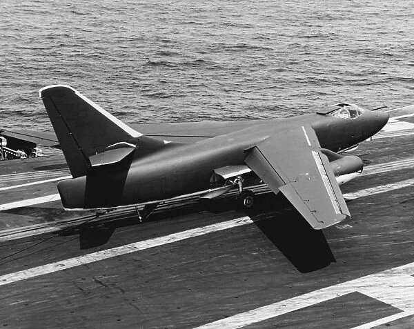 An A-3B Skywarrior landing aboard USS Kitty Hawk, 1966