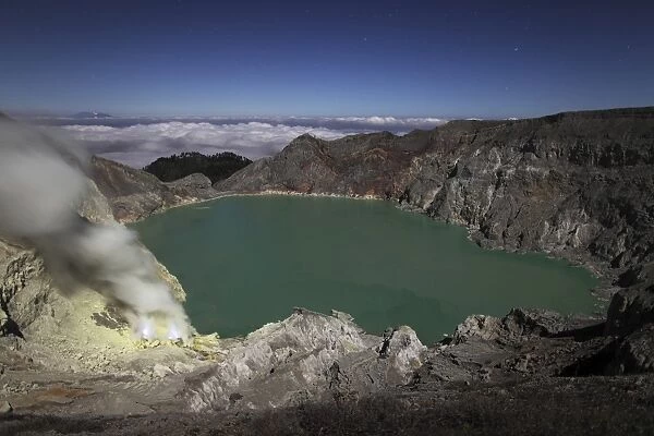 Acidic crater lake of Kawah Ijen volcano, Java, Indonesia