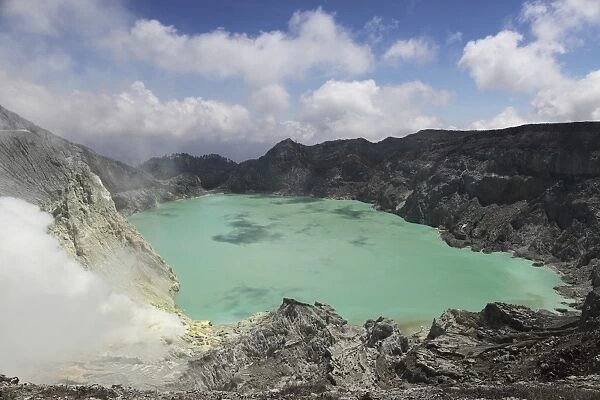 Acidic crater lake, Kawah Ijen volcano, Java, Indonesia