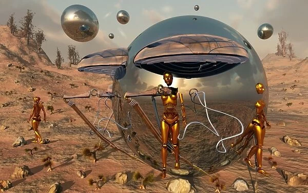 An advanced civilization uses time travel spheres to send out robotic exploration teams