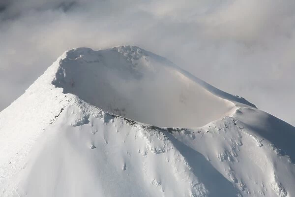 Aerial view of summit of Shishaldin Volcano, Unimak Island, Alaska