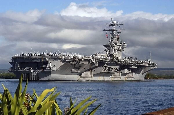 Aircraft carrier USS Abraham Lincoln arrives in Pearl Harbor, Hawaii
